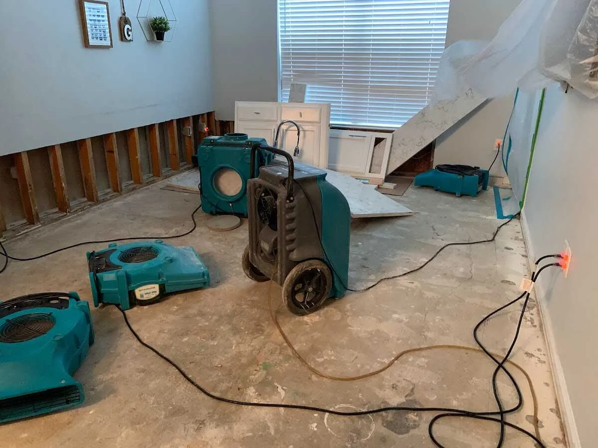 Dehumidifier in flood-cut room for Water Extraction & Removal in Girard